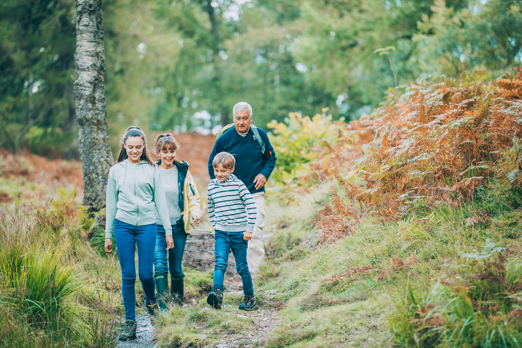 family on nature walk